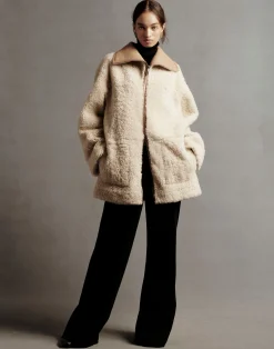 Wavy Lamb Shearling Reversible Coat
