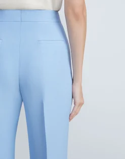Wool-Silk Crepe Gates Flared Ankle Pant