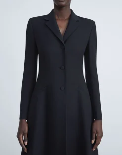 Wool-Silk Crepe Three-Button Academy Coat