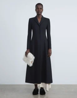 Wool-Silk Crepe Three-Button Academy Coat