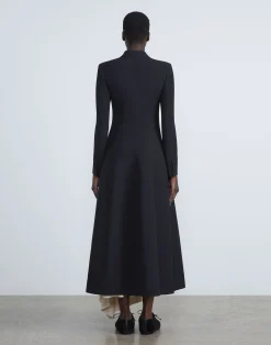 Wool-Silk Crepe Three-Button Academy Coat