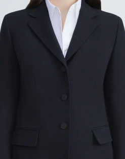 Wool-Silk Crepe Three-Button Academy Blazer