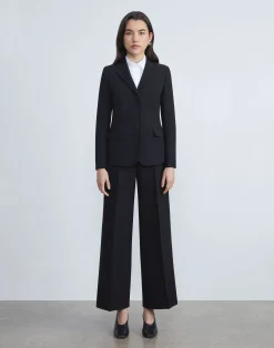 Wool-Silk Crepe Three-Button Academy Blazer
