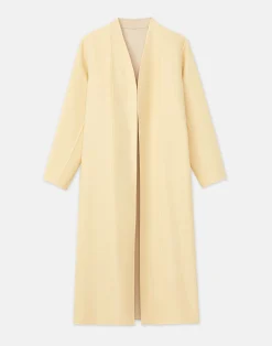 Wool-Silk Double Face Reversible Open Front Coat