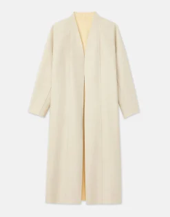 Wool-Silk Double Face Reversible Open Front Coat