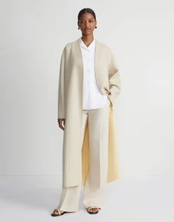 Wool-Silk Double Face Reversible Open Front Coat